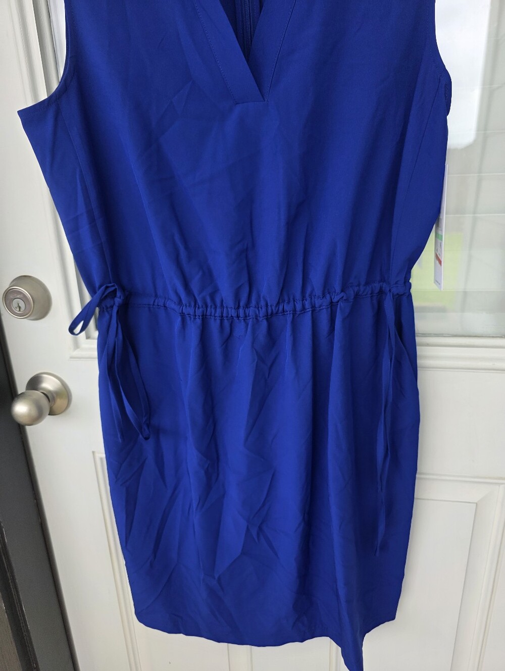 Calvin Klein NWT Blue Dress Sz 8 Sleeveless Drawstring Waist Career Cocktail - Picture 4 of 9